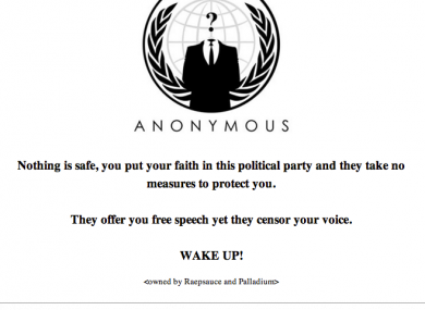 Message posted on the Fine Gael election site after it was hacked.