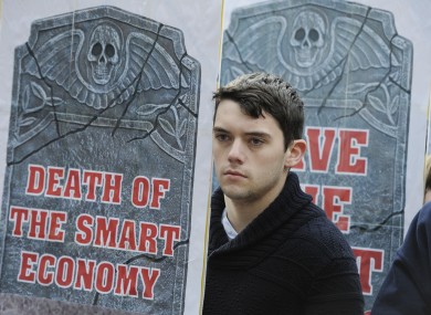 Students protest against fee increases last month