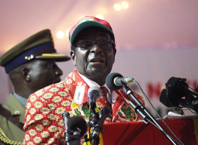 Robert Mugabe addresses attendees at the closing session of Zanu-PF's congress yesterday. The congress agreed on Mugabe as its presidential candidate.