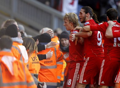 Dirk Kuyt celebrates his winner