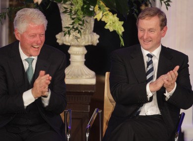 Bill Clinton and Enda Kenny have a laugh.