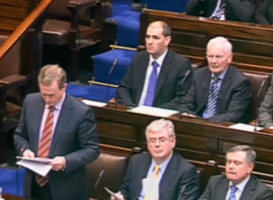 Screenshot of Enda Kenny and Eamon Gilmore making the announcement in the Dáil this afternoon.