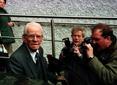 The late James Gogarty pictured after a day giving evidence to the Planning and Payments Tribunal in 1999 - a former construction company worker, he blew the whistle on alleged deals between Ray Burke and builders.