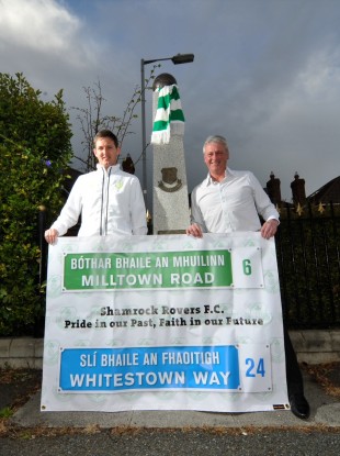 Gary Twigg with former Rovers player Mick Byrne