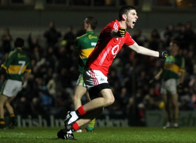 Luke Connolly celebrates scoring.