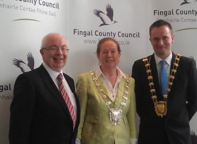 L to R: County Manager David O'Connor, new Deputy Mayor Councillor Peggy Hamill and new Mayor of Fingal Councillor Cian O'Callaghan