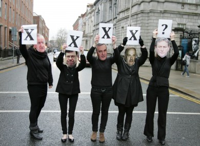 Pro-choice campaigners hold a demonstration calling for legislation to permit abortion under the Supreme Court's criteria in the X Case ruling.
