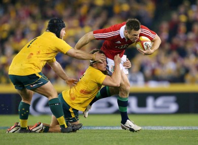 Tommy Bowe tries to spark his side in attack.