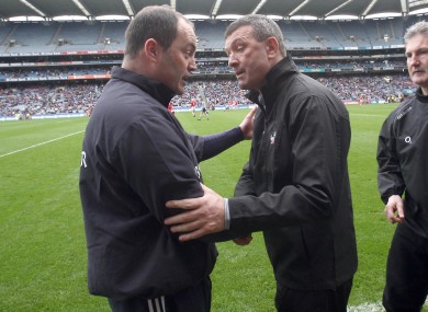 Dublin's Anthony Daly and Cork's Jimmy Barry Murphy.