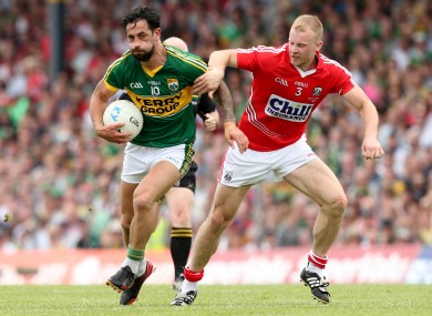 Paul Galvin and Michael Shields in action in this year's Munster final.