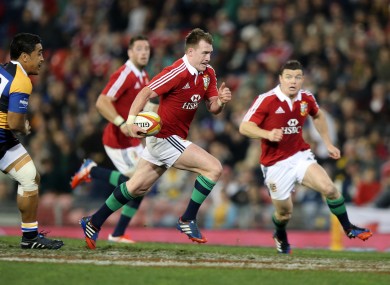 Stuart Hogg races in a try against Combined Country XV.