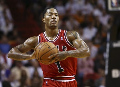 Derrick Rose in action against the Miami Heat this season.