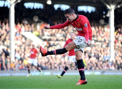 Robin van Persie sent a piledriver into the roof of the Fulham net to make it 2-0.