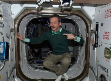 Chris Hadfield marks St Patrick's Day on board the ISS earlier this year