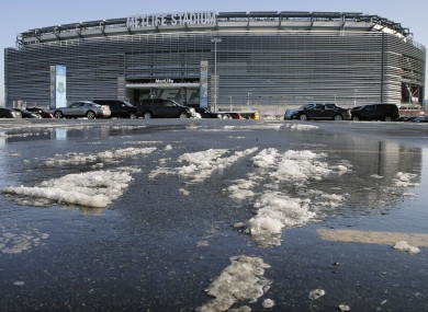 Snow and slush outside MetLife stadium in East Rutherford, N.J today.