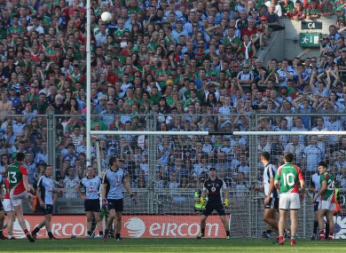 Mayo's Cillian O'Connor kicks a late point in last September's All-Ireland final.