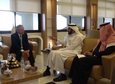 Minister Richard Bruton meeting with the Saudi Minister for Commerce and Industry Tawfiq Al Rabiah as part of the trade mission.