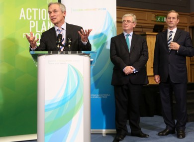 Richard Bruton with Tánaiste Eamon Gilmore and Taoiseach Enda Kenny (File photo)