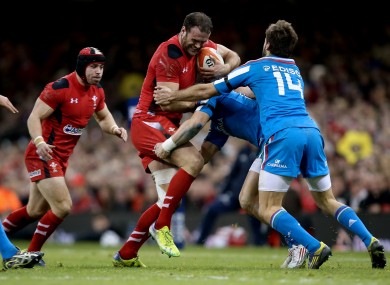 Jamie Roberts goes on the charge against Italy.