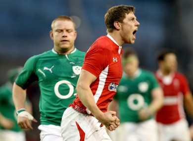 Rhys Priestland celebrates Wales win over Ireland in 2012.